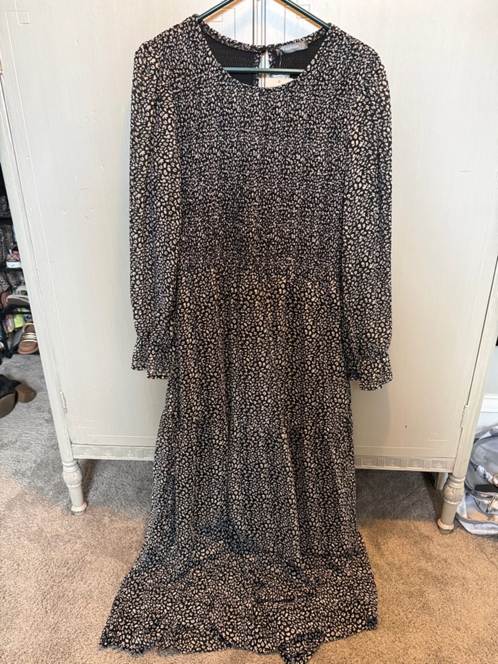 Amazon Black Maxi Dress with White Animal Print